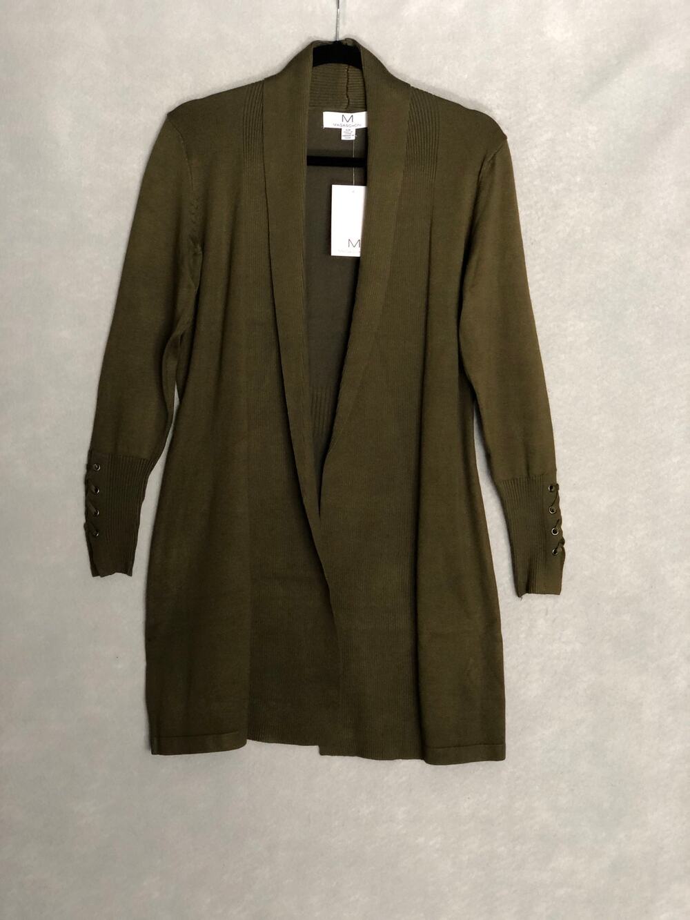 M Magaschoni Open Front Cardigan Khaki Green Women's Small NEW